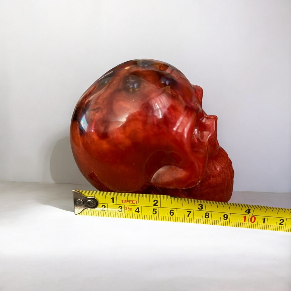 Resin Human Skull-Red and Black, Marbles for Brains - Picture 9 of 11